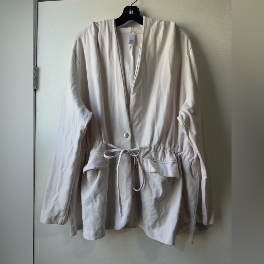 Wynne Layers Chic Beige Drawstring Jacket Off-white Sz 2X
